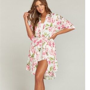 Show Me Your Mumu Brie Robe in a pink floral print